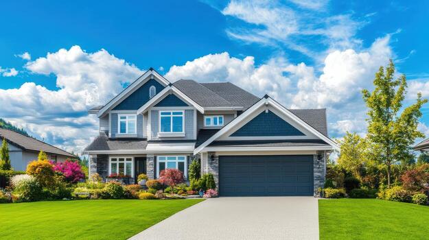 Exterior of a renovated two-story home representing work coordinated by a General contracting company, bath remodeling company, kitchen remodeling company, complete rehab companies, and window replacement contractor.